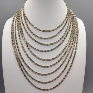 Hollywood Regency Reinad Multi Strand Scroll Chain Necklace 16" Vintage c 1940's
